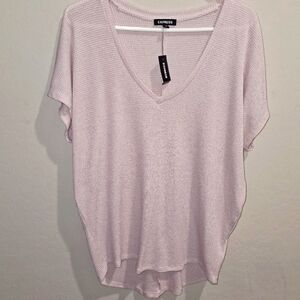Express Women's Light Pink Short Sleeve Knit Top